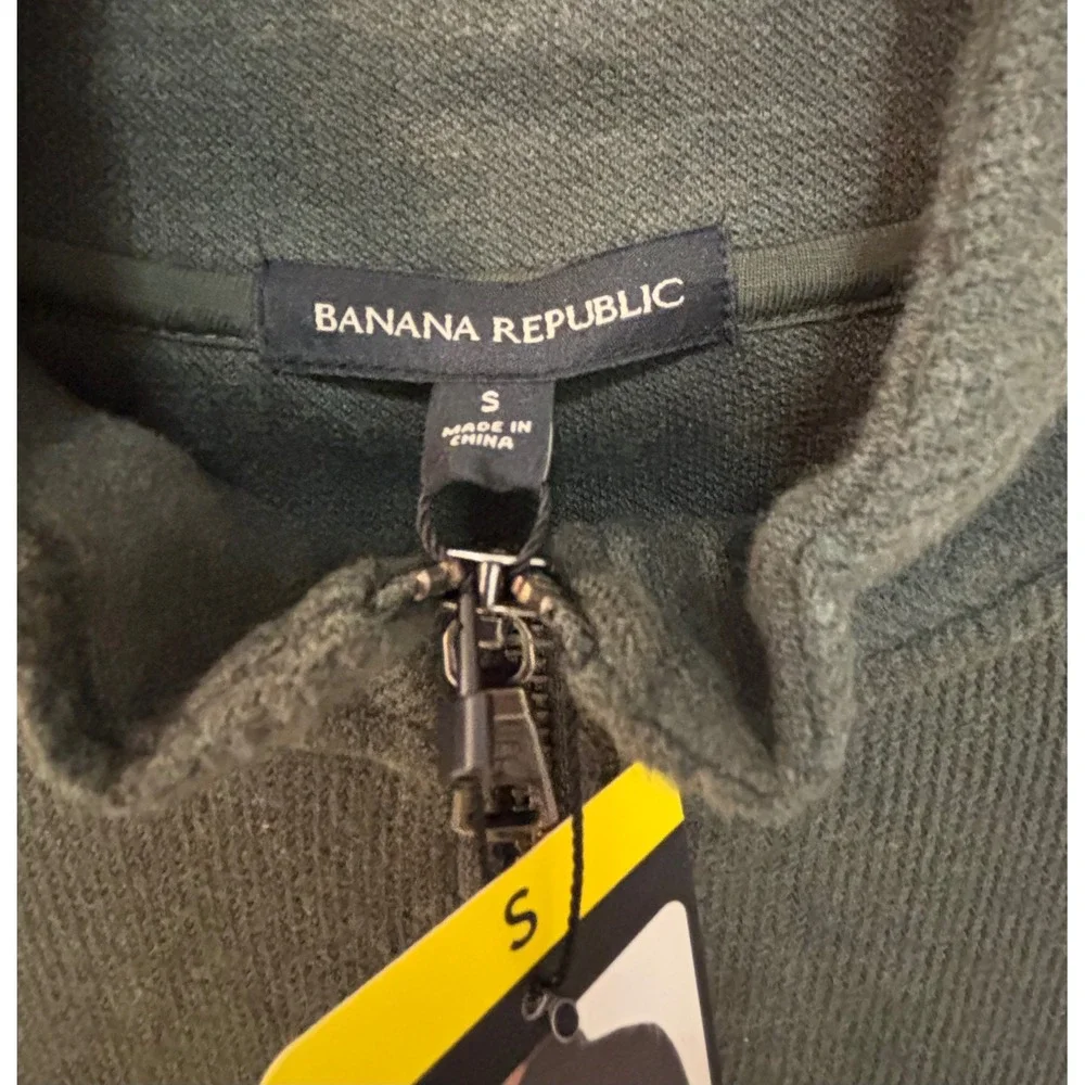 Banana Republic Mens Waffle Quarter Zip Pullover Green Sweater Small NWT 1799236